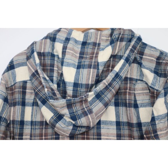 L.L. Bean Slightly Fitted Hooded Plaid Flannel Shirt M-Reg Button-Front Western - Picture 14 of 16